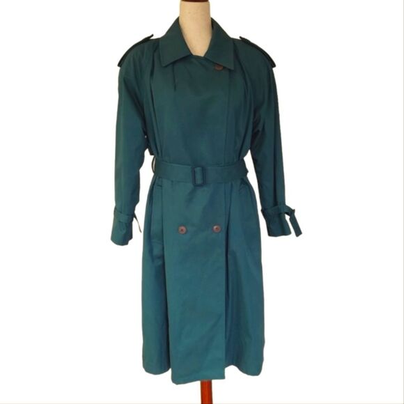 EUC Vintage John Weitz green premium quality Dupont Thermallite warm trenchcoat - Picture 1 of 12